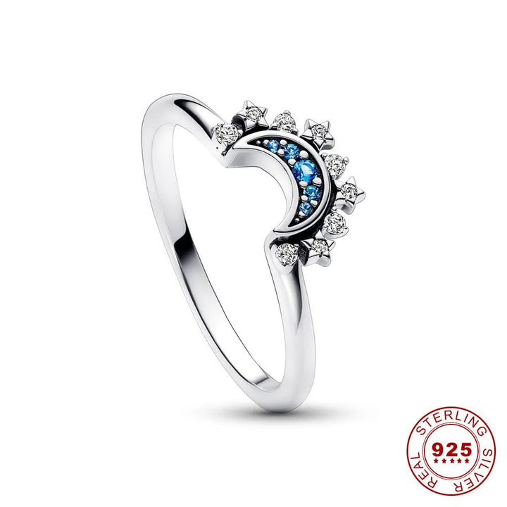 Lisslune | HELIARA RING – Sterling Silver Crystal Ring with Sun & Moon Design