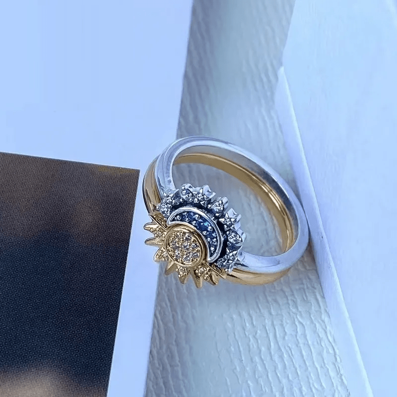 Lisslune | HELIARA RING – Sterling Silver Crystal Ring with Sun & Moon Design