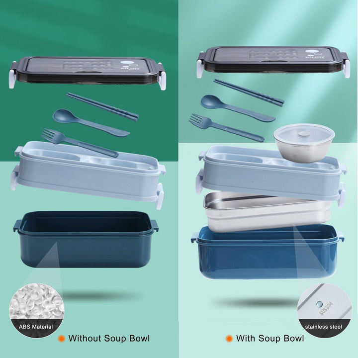 Lisslune | Stainless Steel Double Layer Insulated Cutlery Lunch Box