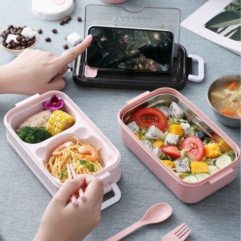 Lisslune | Stainless Steel Double Layer Insulated Cutlery Lunch Box