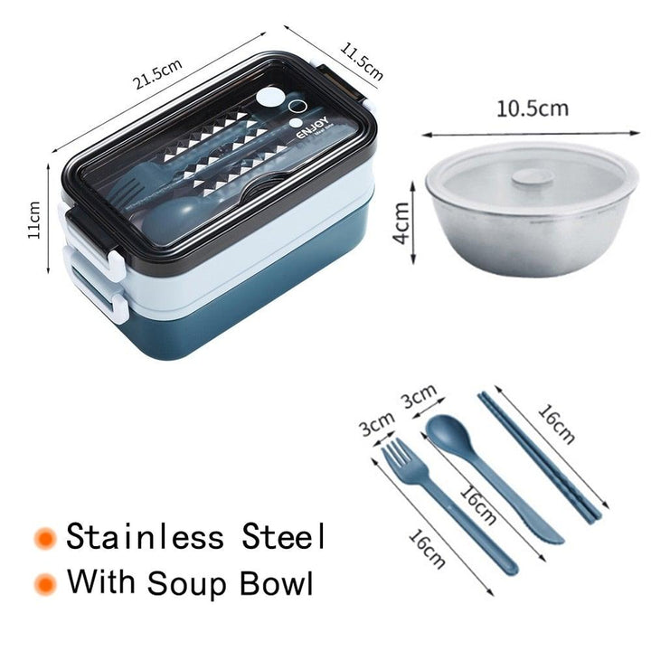 Lisslune | Stainless Steel Double Layer Insulated Cutlery Lunch Box