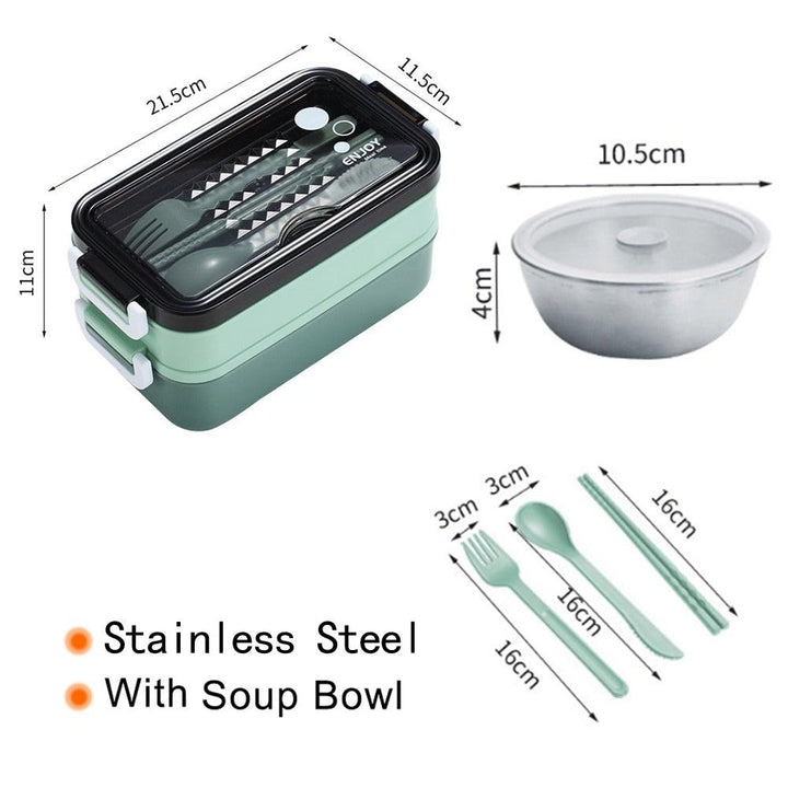 Lisslune | Stainless Steel Double Layer Insulated Cutlery Lunch Box