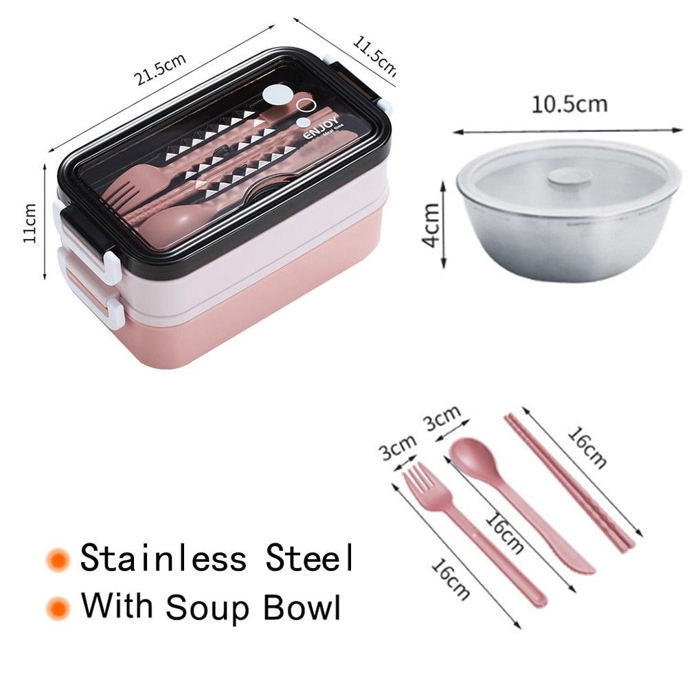 Lisslune | Stainless Steel Double Layer Insulated Cutlery Lunch Box