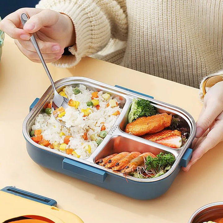 Lisslune | LUNCHMATE – Stainless Steel Lunch Box with 3 Compartments for Fresh & Organized Meals