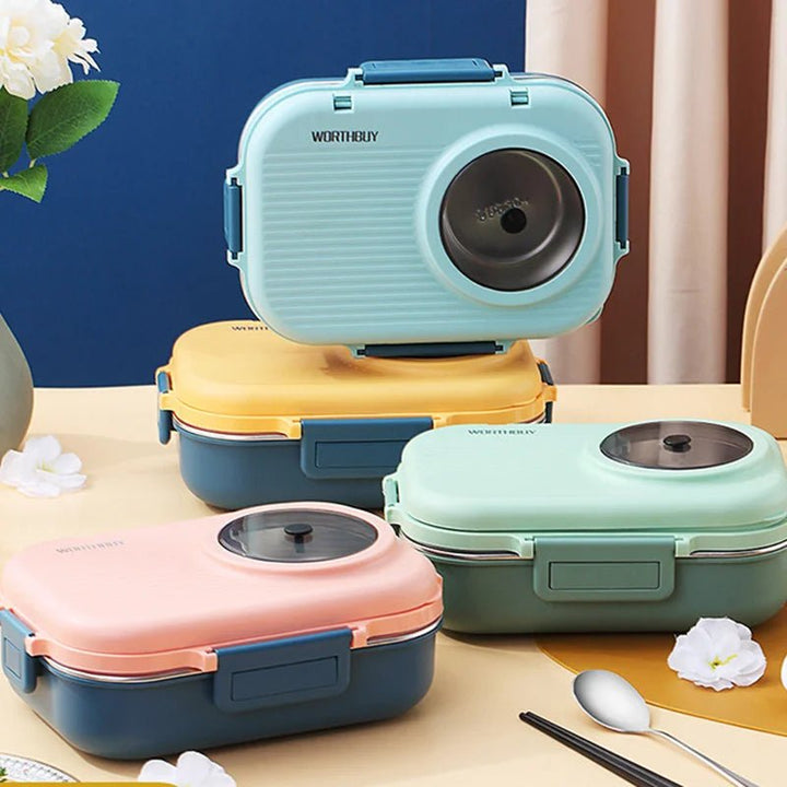 Lisslune | LUNCHMATE – Stainless Steel Lunch Box with 3 Compartments for Fresh & Organized Meals
