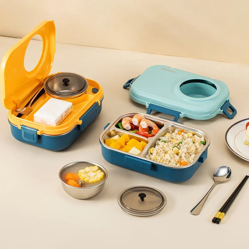 Lisslune | LUNCHMATE – Stainless Steel Lunch Box with 3 Compartments for Fresh & Organized Meals