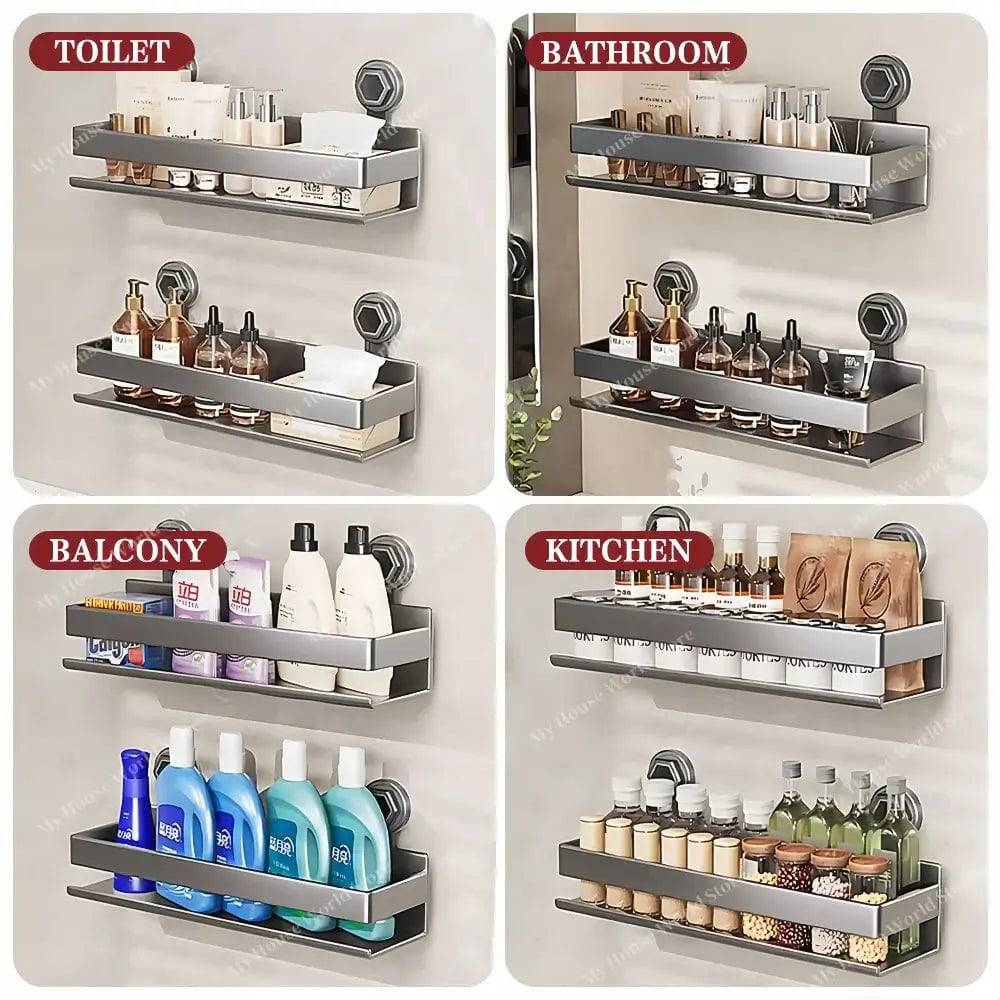 Lisslune | Wall-Mounted Suction Cup Spice Rack Organizer for Kitchen Storage and Easy Access to Spices