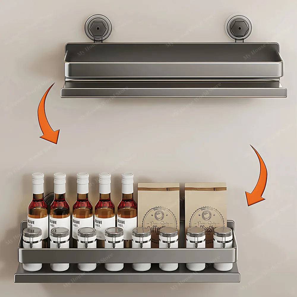 Lisslune | Wall-Mounted Suction Cup Spice Rack Organizer for Kitchen Storage and Easy Access to Spices