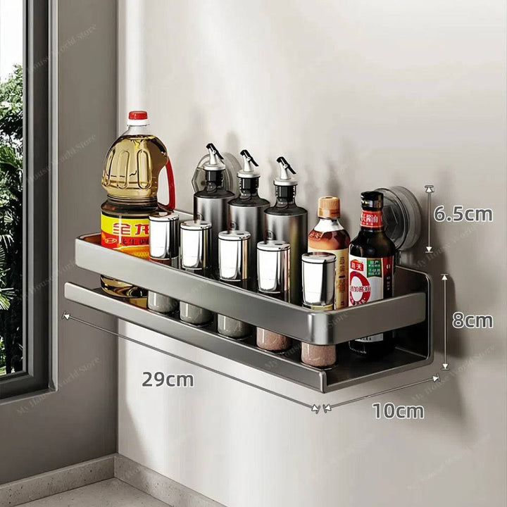 Lisslune | Wall-Mounted Suction Cup Spice Rack Organizer for Kitchen Storage and Easy Access to Spices
