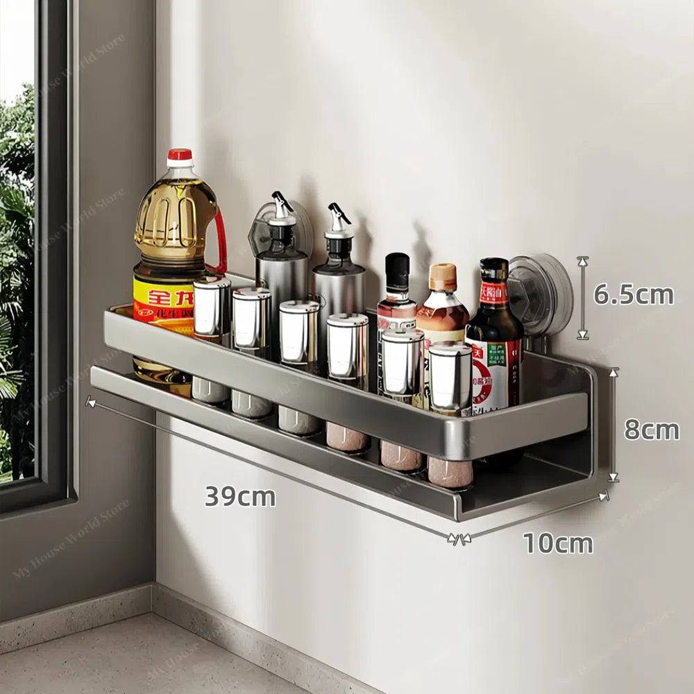 Lisslune | Wall-Mounted Suction Cup Spice Rack Organizer for Kitchen Storage and Easy Access to Spices