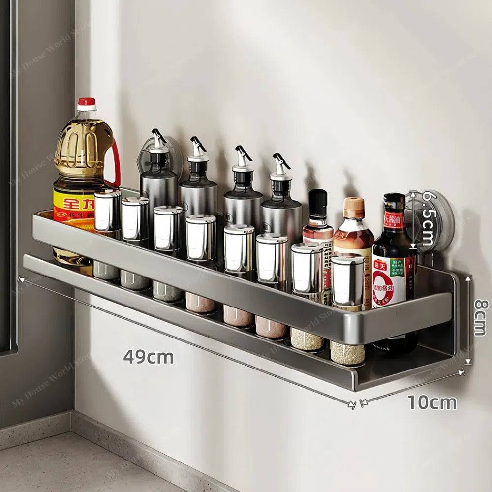 Lisslune | Wall-Mounted Suction Cup Spice Rack Organizer for Kitchen Storage and Easy Access to Spices