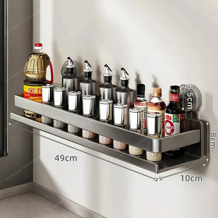 Lisslune | Wall-Mounted Suction Cup Spice Rack Organizer for Kitchen Storage and Easy Access to Spices