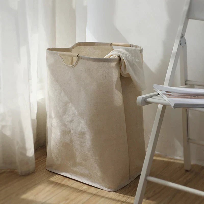 Lisslune | LuxeFold Hamper – Elegant Cotton-Linen Laundry Organizer
