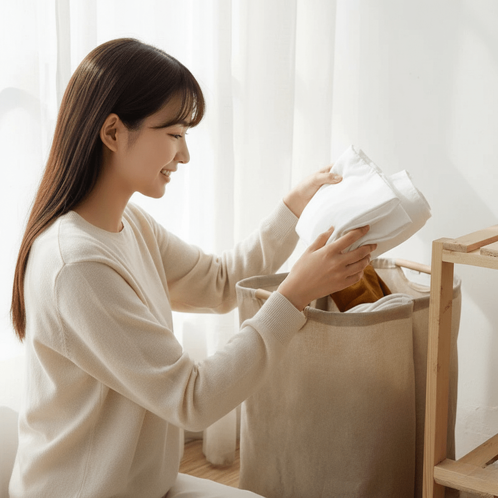 Lisslune | LuxeFold Hamper – Elegant Cotton-Linen Laundry Organizer