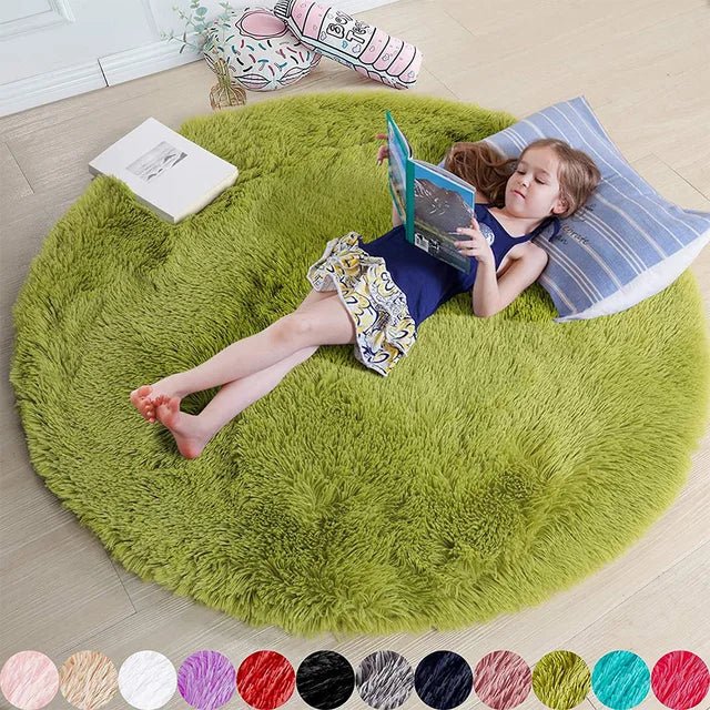 Lisslune | Velvéri Luxe FluffyMat Rug | Ultra-soft round plush rug for cozy home and bedroom décor