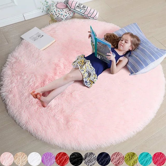 Lisslune | Velvéri Luxe FluffyMat Rug | Ultra-soft round plush rug for cozy home and bedroom décor