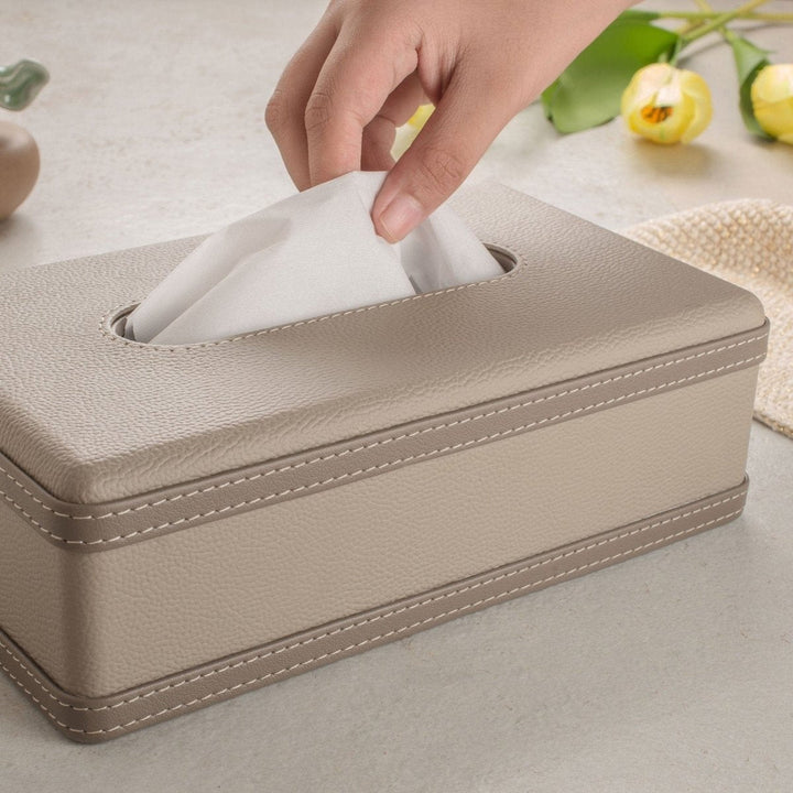 Lisslune | LuxeTiera Leather Tissue Box Holder | Elegant handcrafted leatherite organizer for home, office, and car