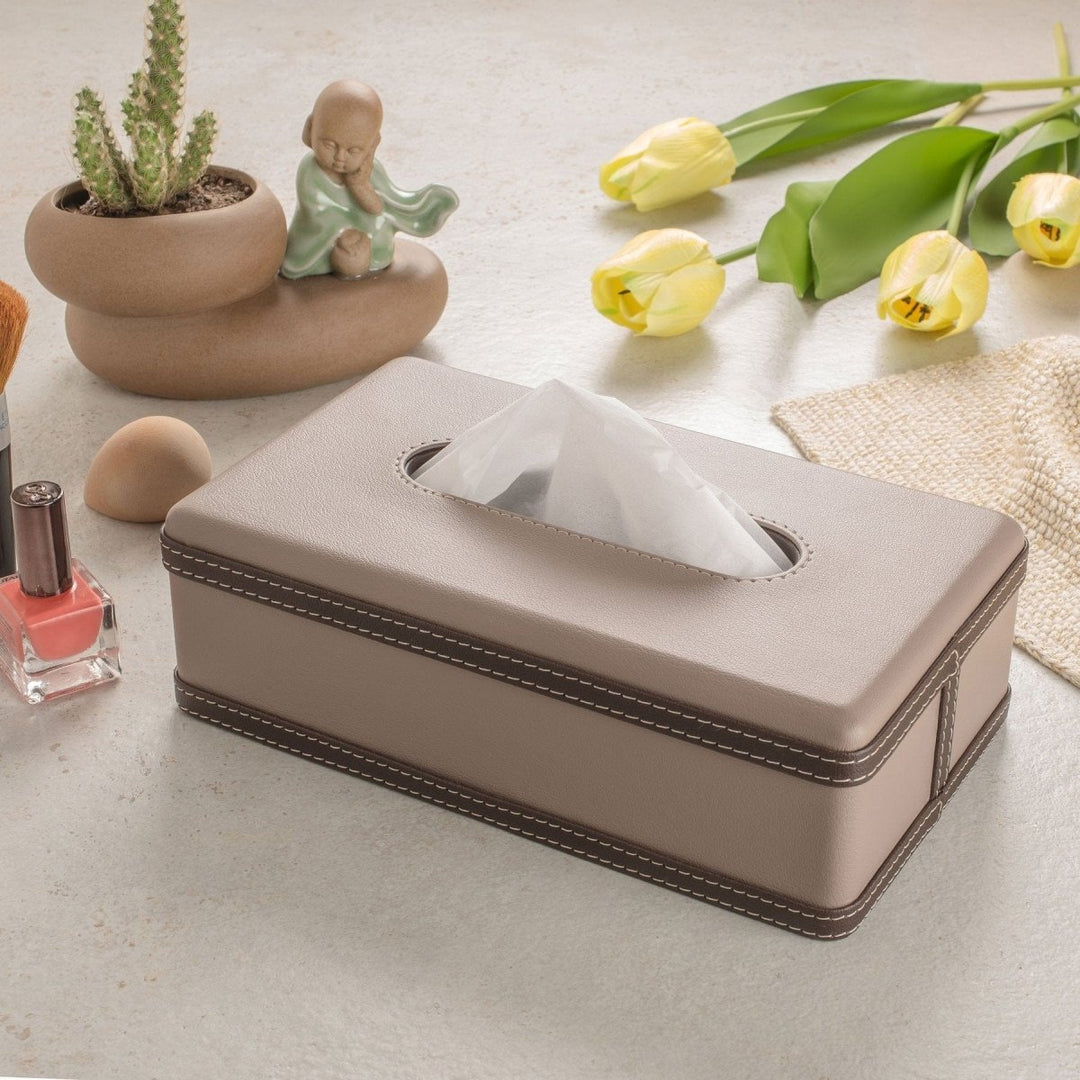 Lisslune | LuxeTiera Leather Tissue Box Holder | Elegant handcrafted leatherite organizer for home, office, and car