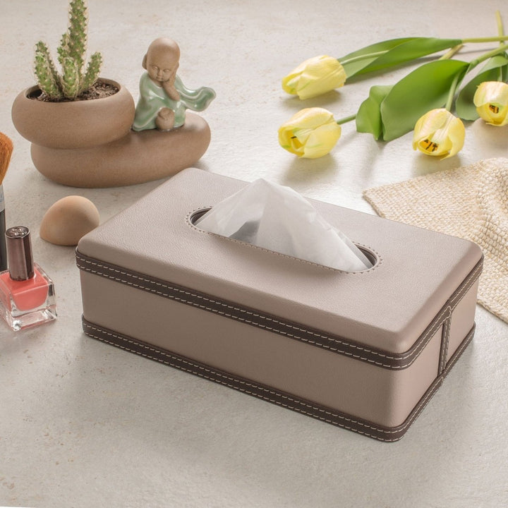 Lisslune | LuxeTiera Leather Tissue Box Holder | Elegant handcrafted leatherite organizer for home, office, and car
