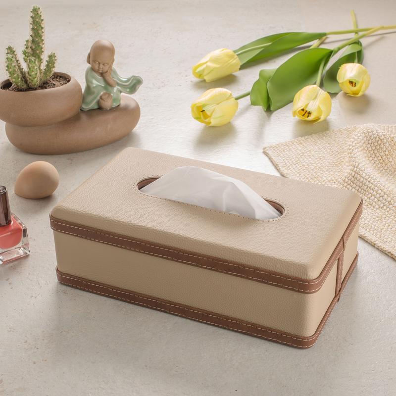 Lisslune | LuxeTiera Leather Tissue Box Holder | Elegant handcrafted leatherite organizer for home, office, and car