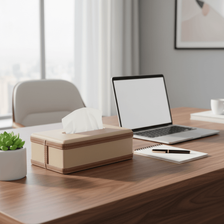 Lisslune | LuxeTiera Leather Tissue Box Holder | Elegant handcrafted leatherite organizer for home, office, and car