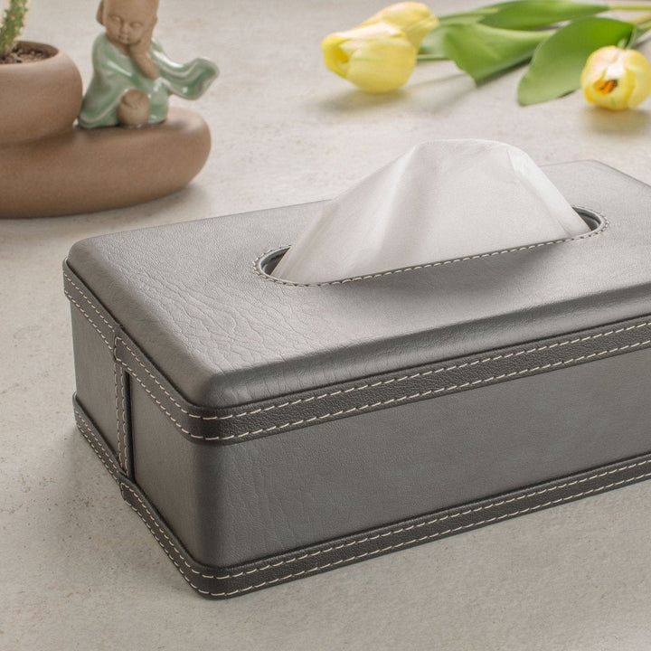 Lisslune | LuxeTiera Leather Tissue Box Holder | Elegant handcrafted leatherite organizer for home, office, and car