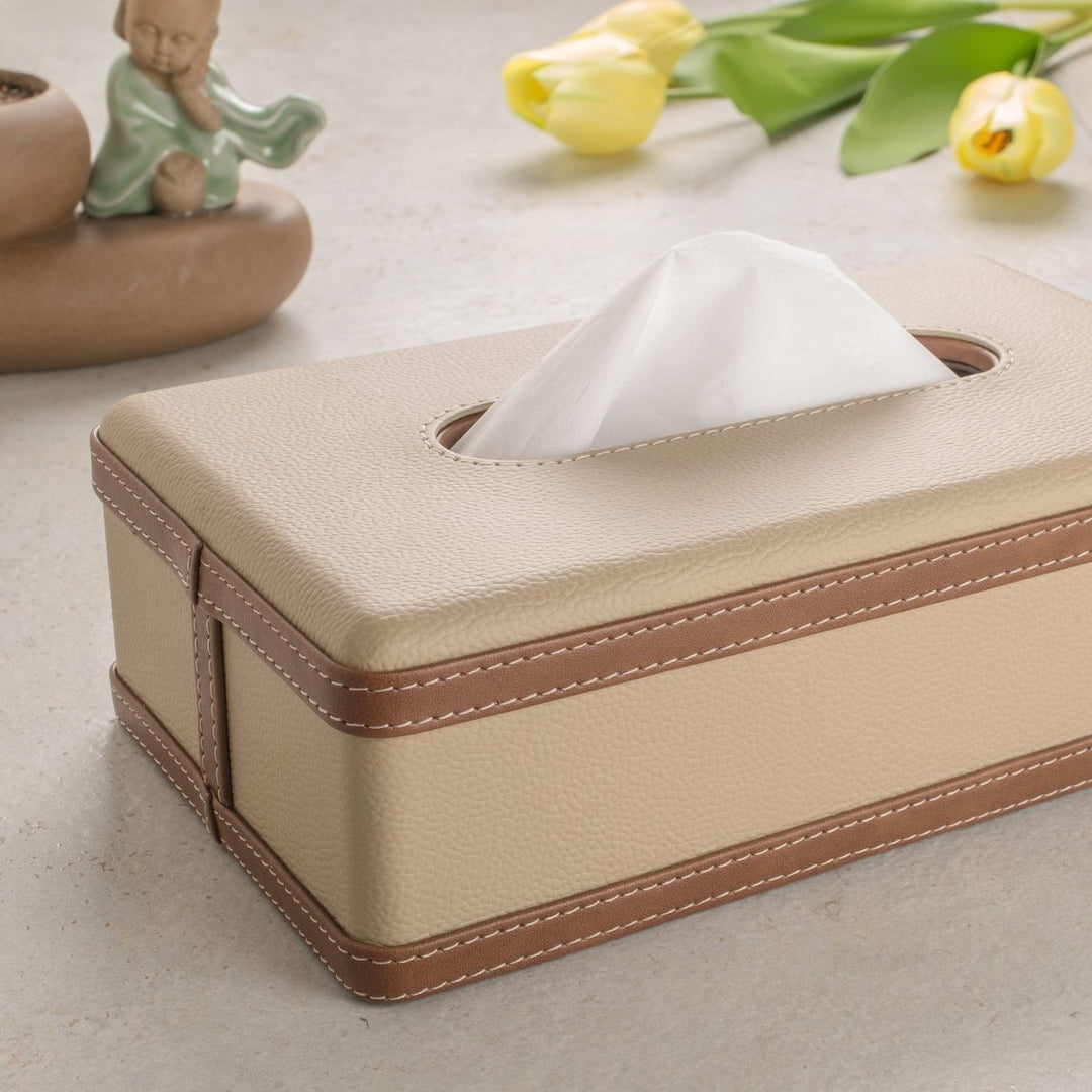 Lisslune | LuxeTiera Leather Tissue Box Holder | Elegant handcrafted leatherite organizer for home, office, and car