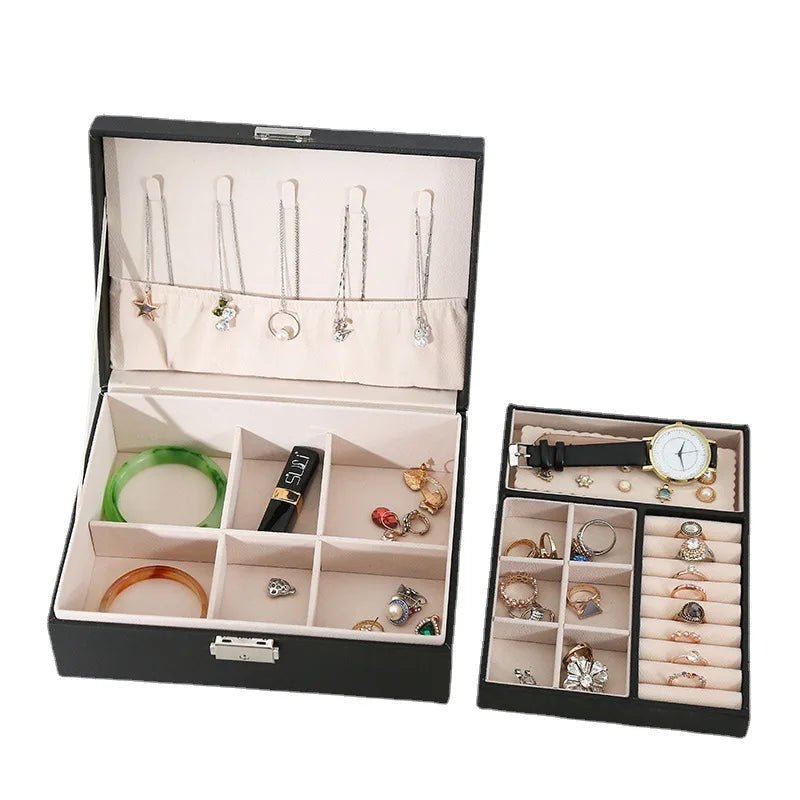 Lisslune | LuxeWood – Elegant Wooden Jewelry Box with PU Leather