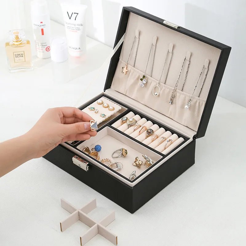 Lisslune | LuxeWood – Elegant Wooden Jewelry Box with PU Leather