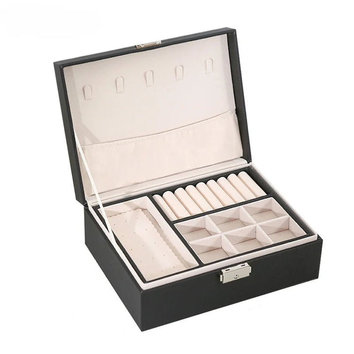 Lisslune | LuxeWood – Elegant Wooden Jewelry Box with PU Leather