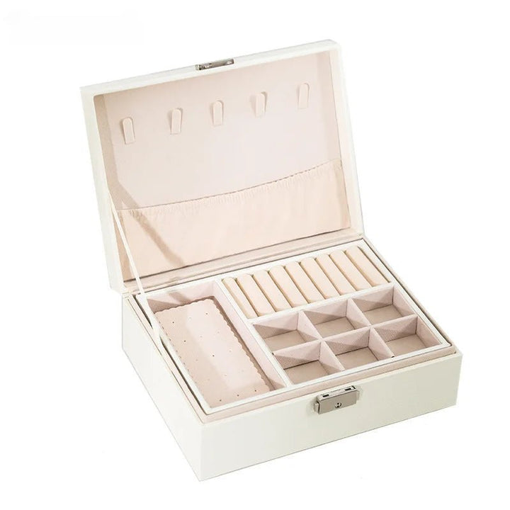 Lisslune | LuxeWood – Elegant Wooden Jewelry Box with PU Leather