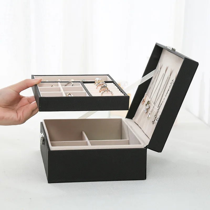 Lisslune | LuxeWood – Elegant Wooden Jewelry Box with PU Leather