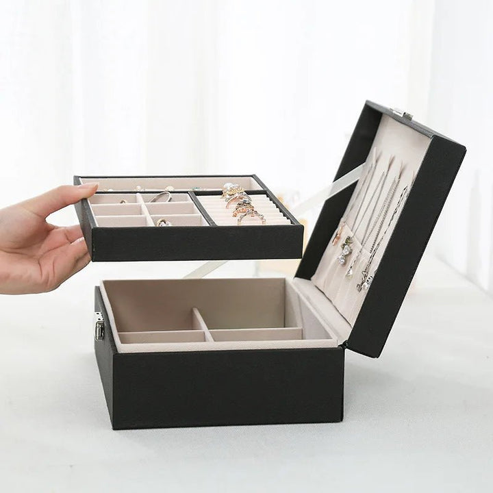 Lisslune | LuxeWood – Elegant Wooden Jewelry Box with PU Leather