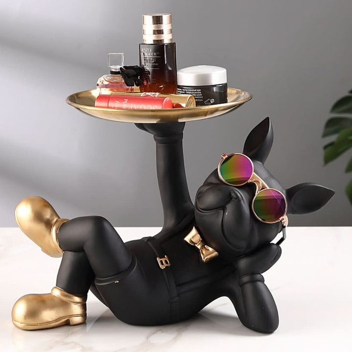 Lisslune | Resin Bulldog Decor Tray Sculpture