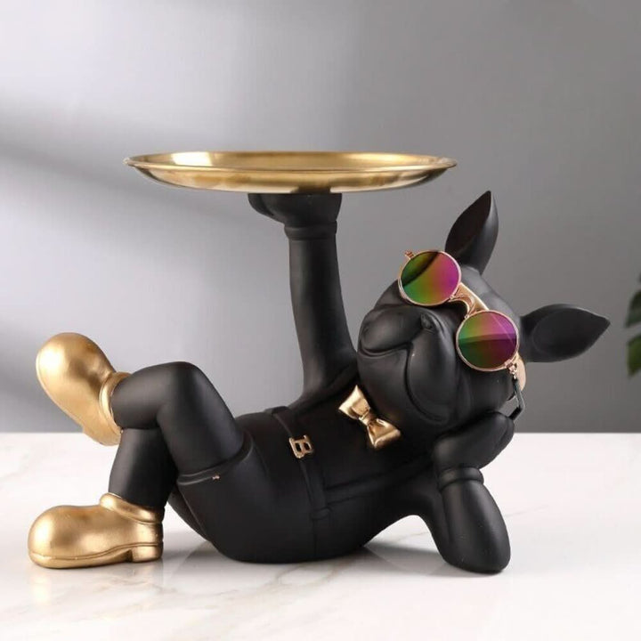 Lisslune | Resin Bulldog Decor Tray Sculpture
