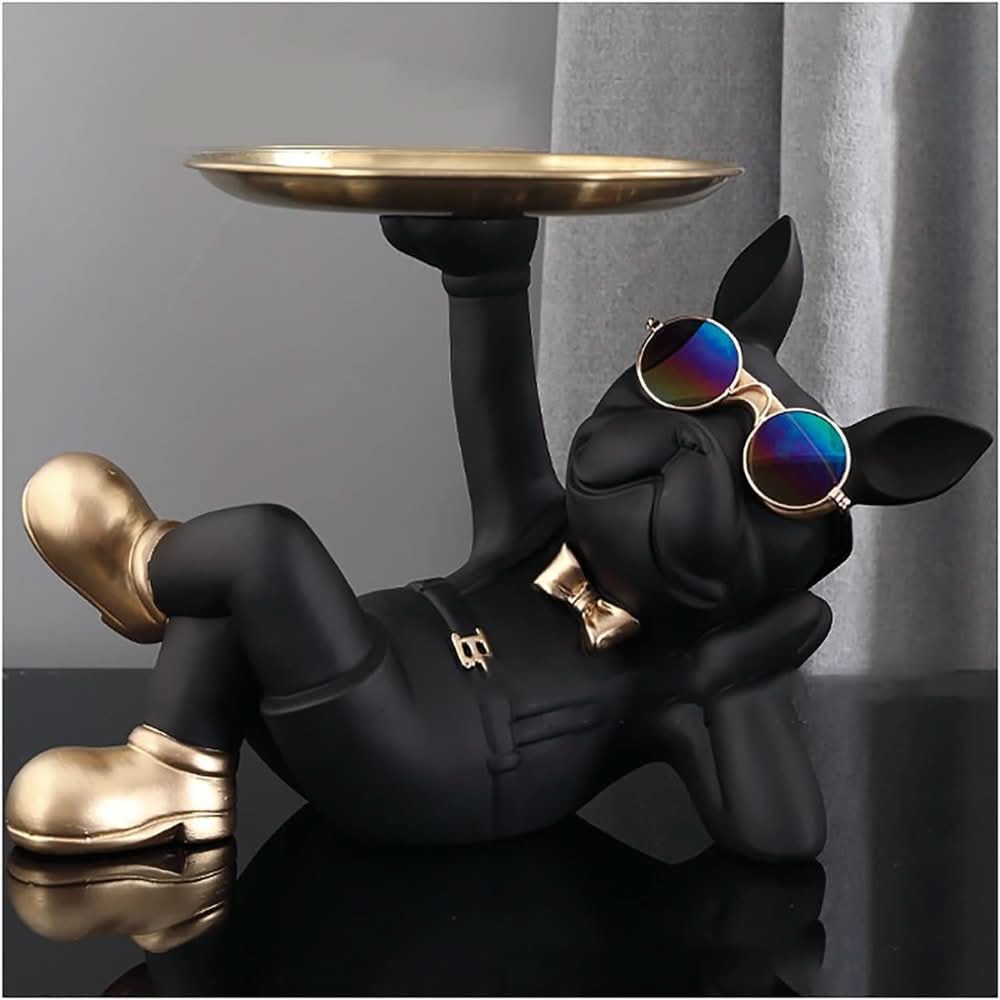 Lisslune | Resin Bulldog Decor Tray Sculpture