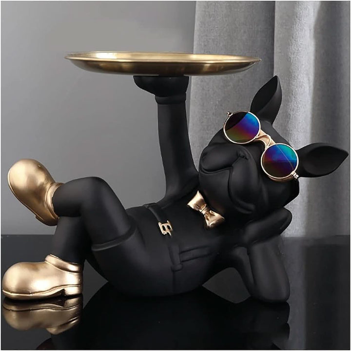 Lisslune | Resin Bulldog Decor Tray Sculpture
