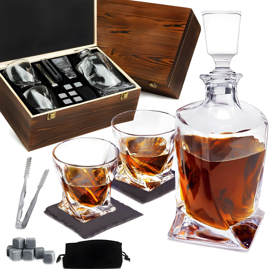 Lisslune | Luxury Crystal Whiskey Carafe and Glass Set - WhiskeyWave