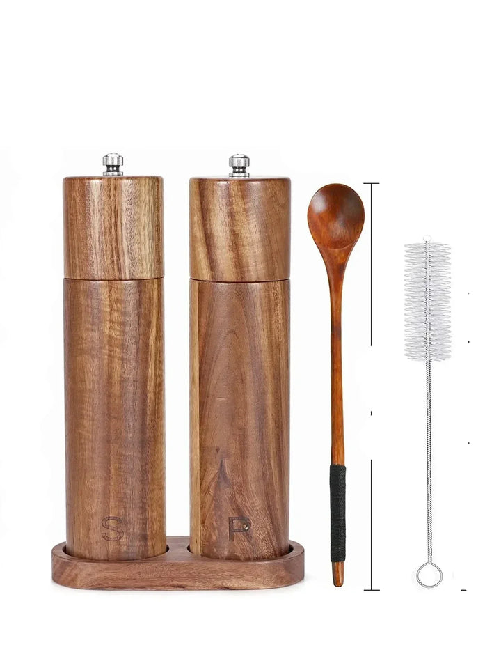 Lisslune | Luxury Wooden Salt and Pepper Mill Set with Tray - WoodSpice
