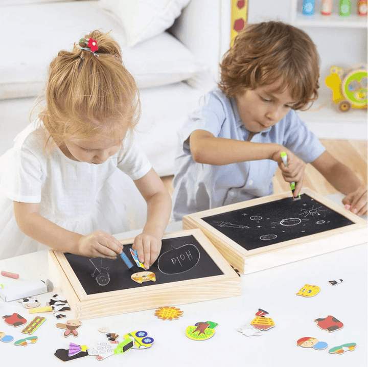 Lisslune | Magnidraw Duo – Double-Sided Magnetic and Chalk Drawing Board for Kids – Creative Learning and Play