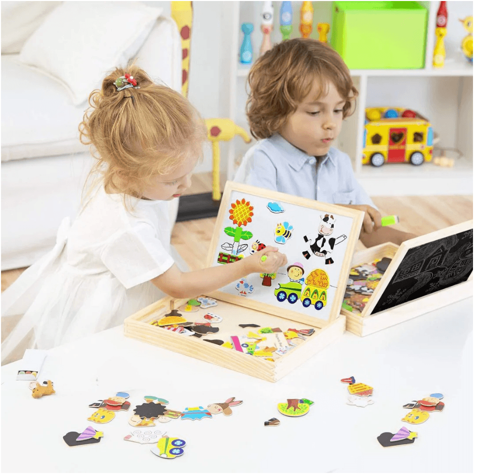 Lisslune | Magnidraw Duo – Double-Sided Magnetic and Chalk Drawing Board for Kids – Creative Learning and Play