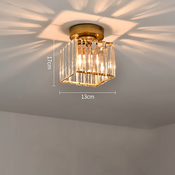 Lisslune | Modern 1-Light Flush Mount Ceiling Light | Black Brass Fixture with Crystal Shade for Hallway & Living Room