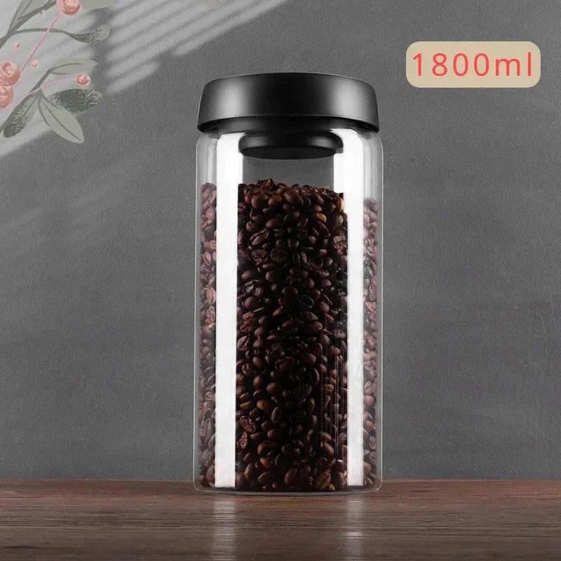 Lisslune | Glass coffee bean storage container with aroma protection lid for long-lasting freshness