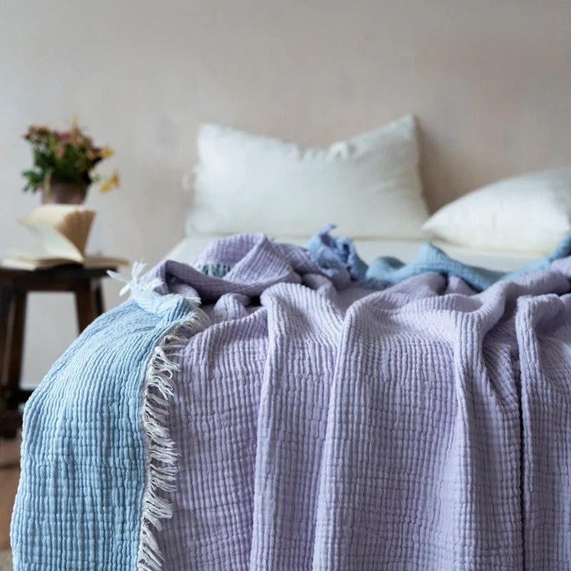 Lisslune | Allison Tassel Cotton Blanket 100% Woven Throw Blanket