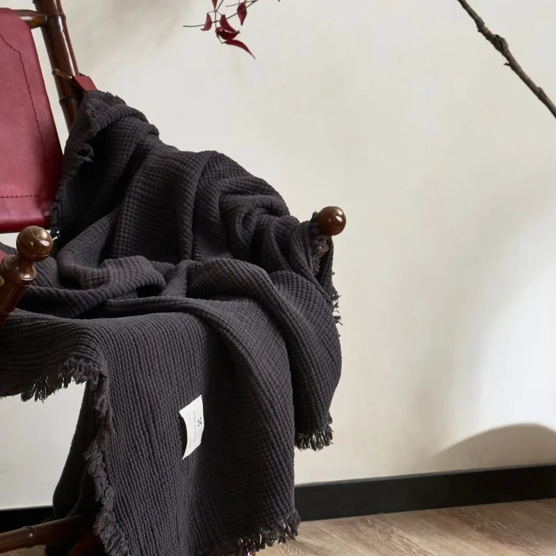 Lisslune | Allison Tassel Cotton Blanket 100% Woven Throw Blanket