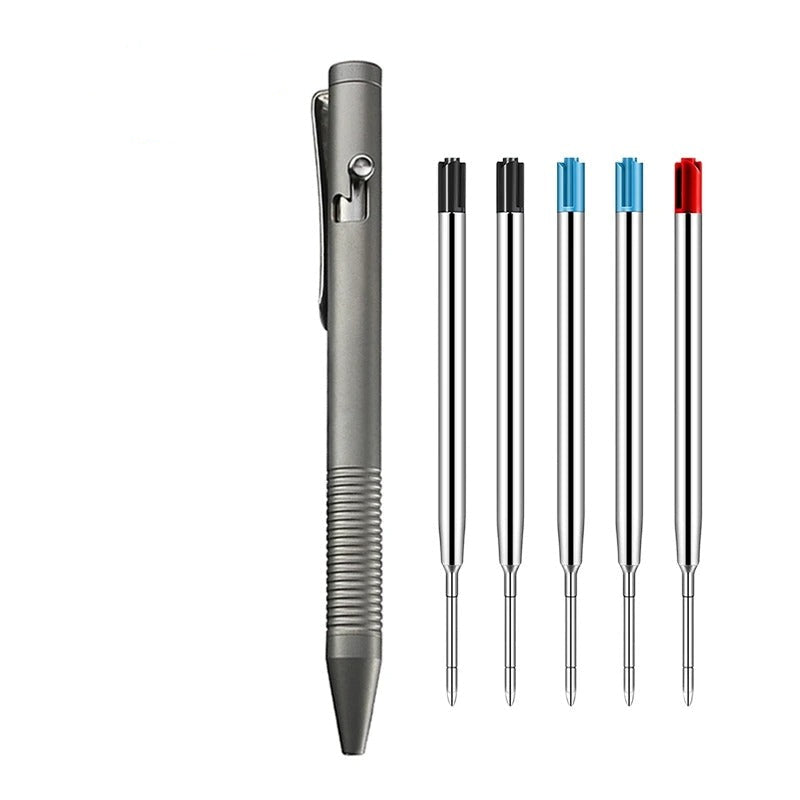 Lisslune | Stonewashed Titanium Bolt Action Pen – Durable Metal Mechanical Writing Pen