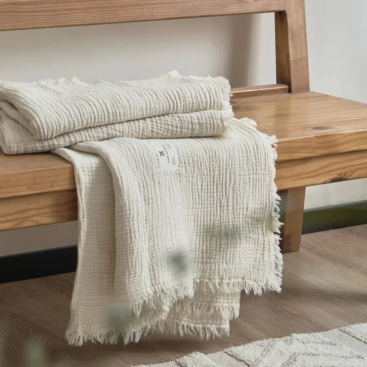 Lisslune | Allison Tassel Cotton Blanket 100% Woven Throw Blanket