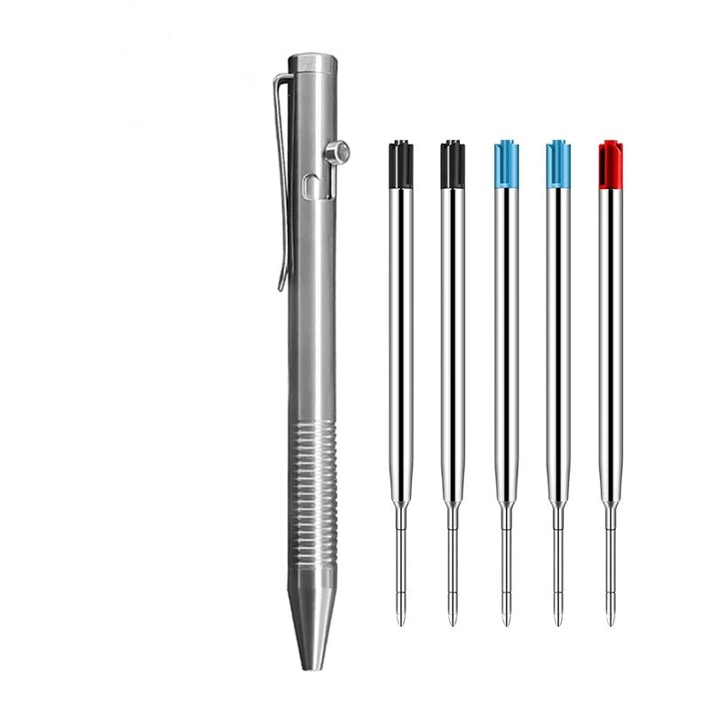 Lisslune | Stonewashed Titanium Bolt Action Pen – Durable Metal Mechanical Writing Pen