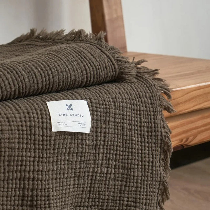 Lisslune | Allison Tassel Cotton Blanket 100% Woven Throw Blanket