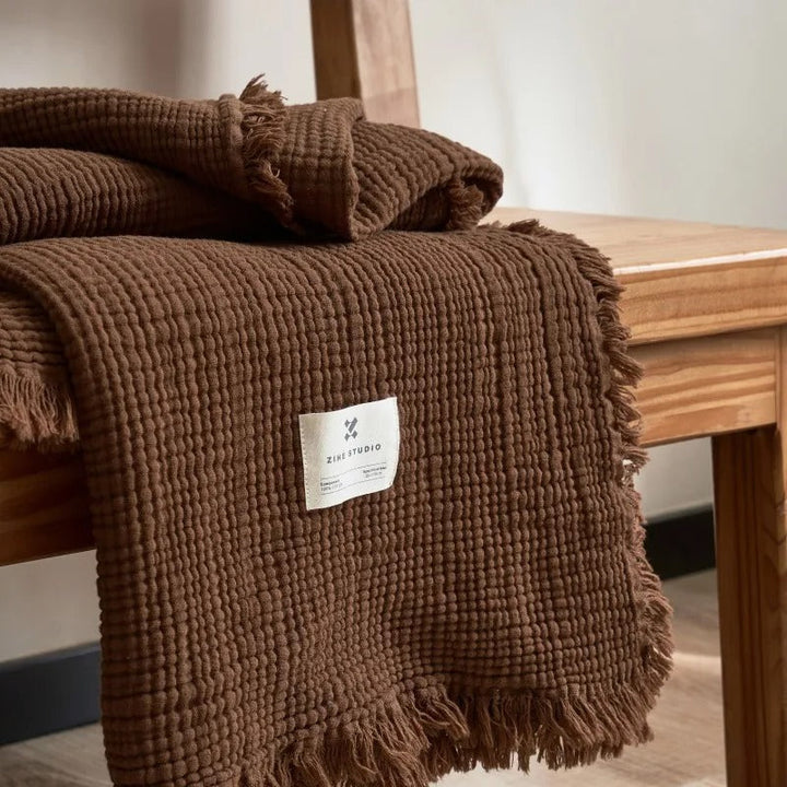 Lisslune | Allison Tassel Cotton Blanket 100% Woven Throw Blanket
